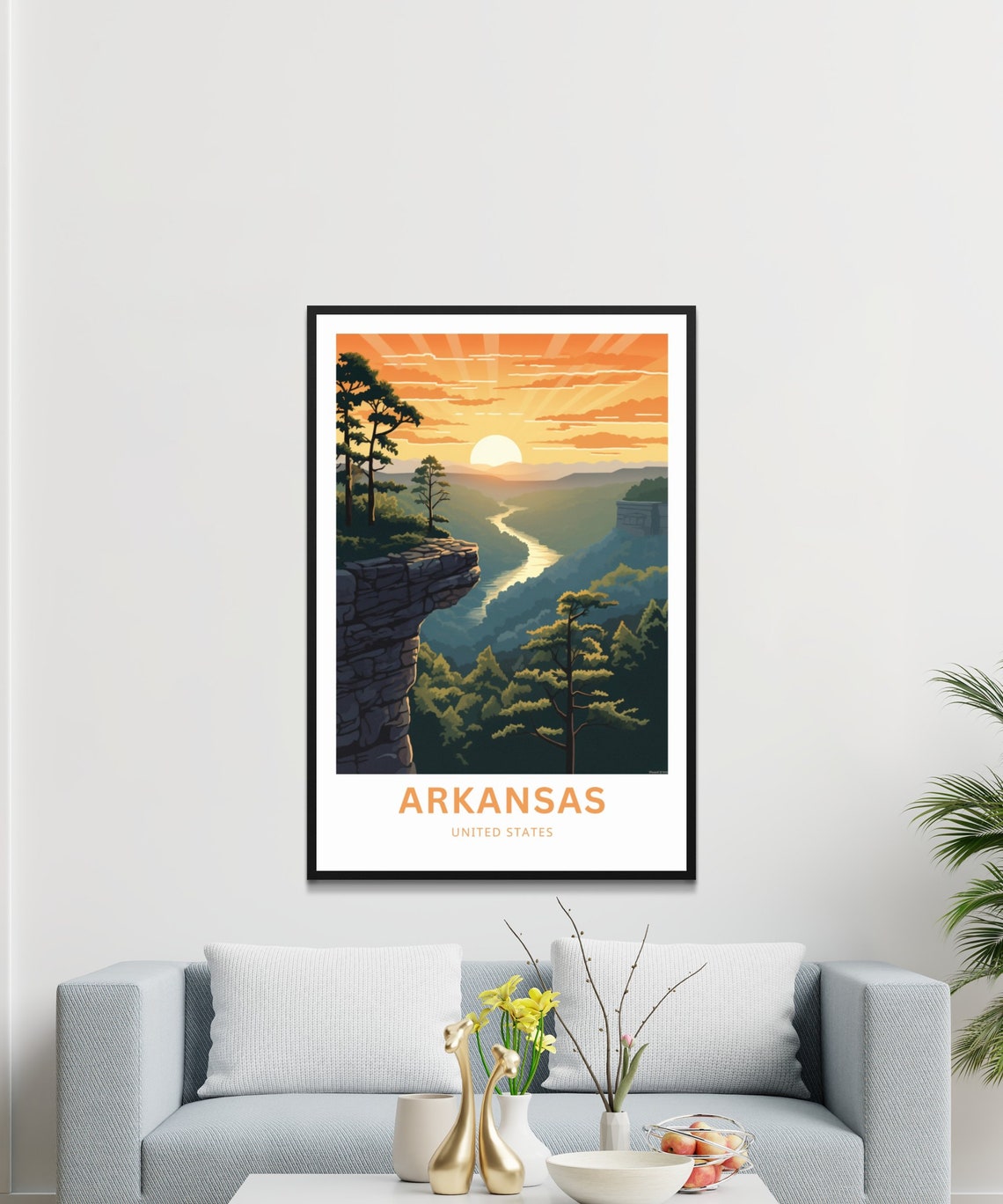 Personalized Arkansas Sunset River Valley Cliff Custom Travel Poster - Image 3