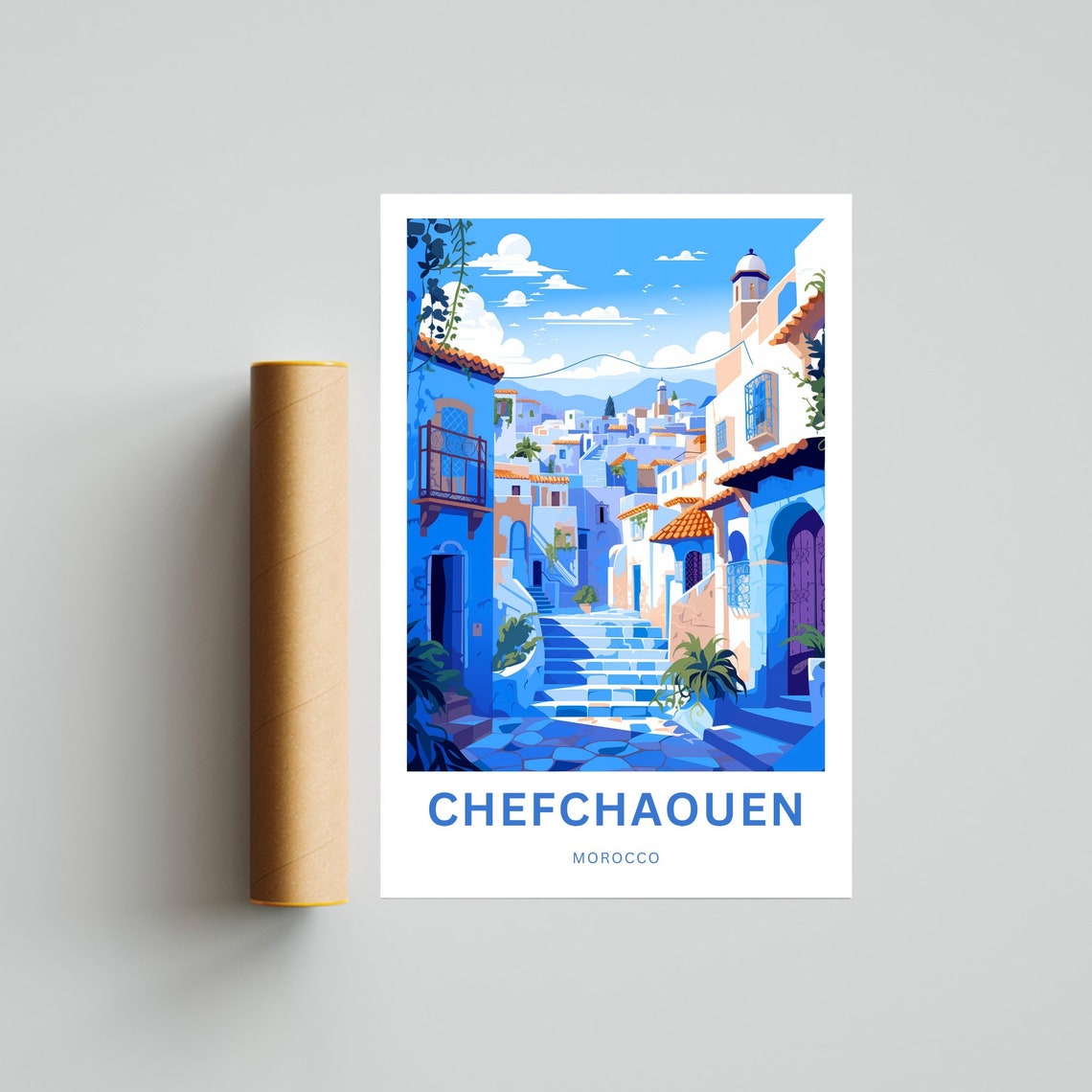 Personalized Chefchaouen Travel Print Chefchaouen Poster Morocco Wall Art Framed Present Gift Morocco Present - Image 4