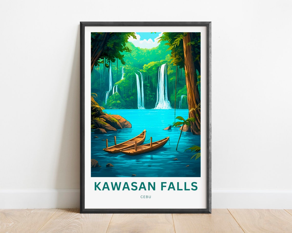Kawasan Falls Cebu Jungle Waterfalls Turquoise Lagoon Travel Poster
