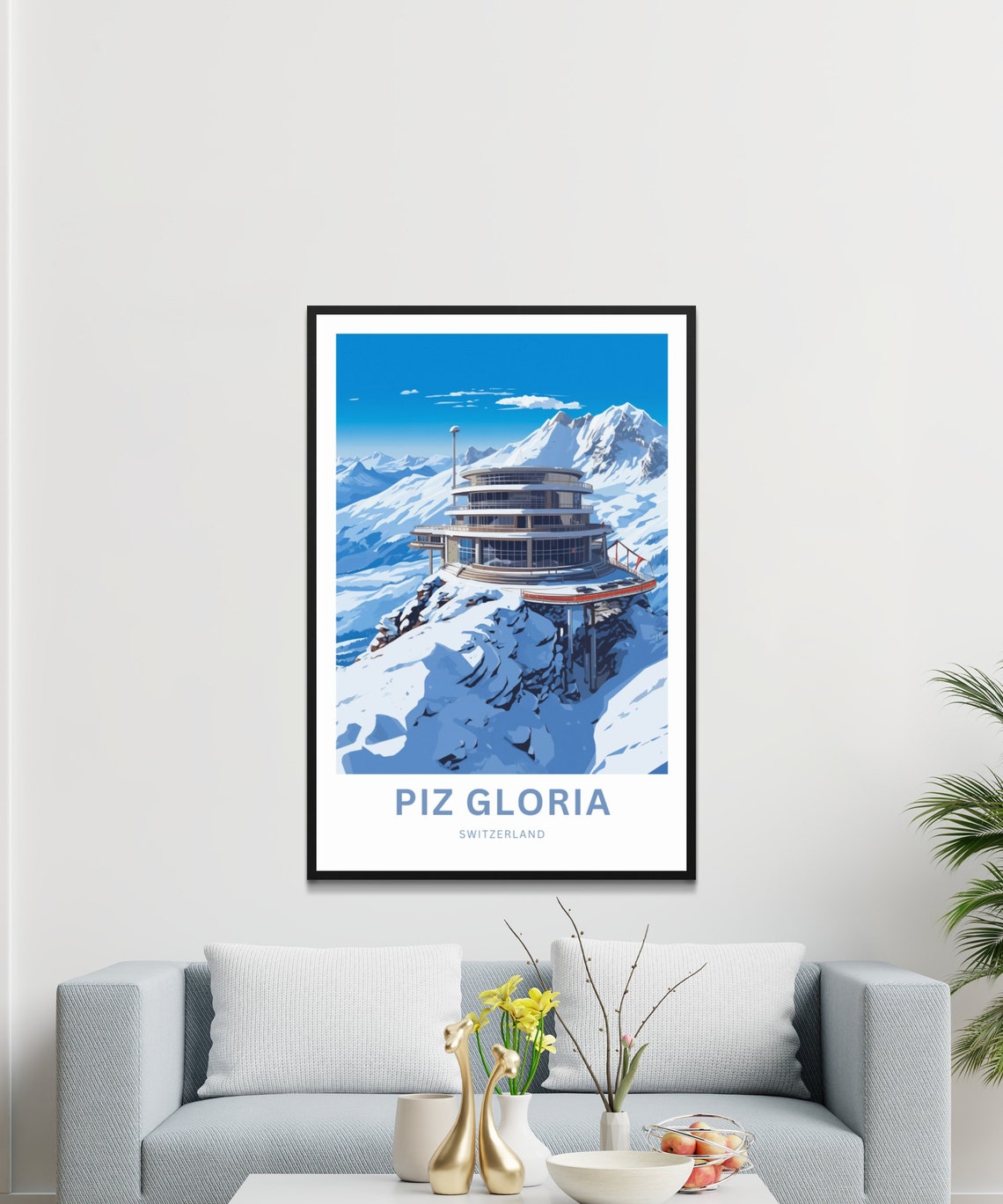Piz Gloria Switzerland Snowy Summit Building Retro Travel Poster - Image 3