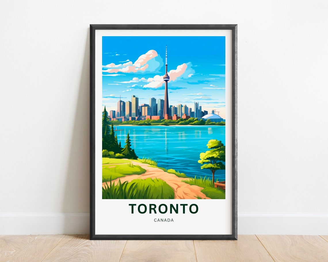 Toronto Canada CN Tower Skyline Lake Ontario Waterfront Travel Poster