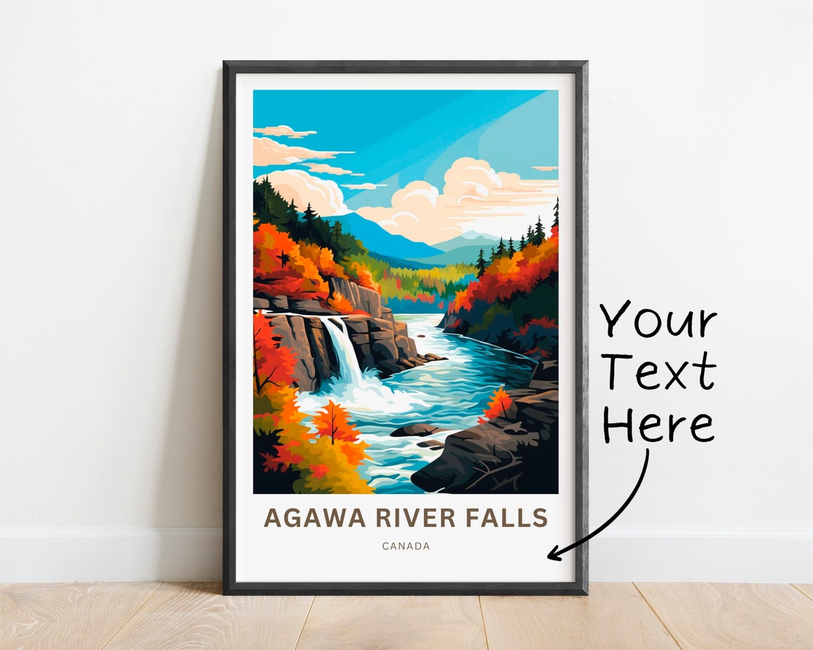 Personalized Agawa River Falls Canada Autumn Rapids Travel Poster