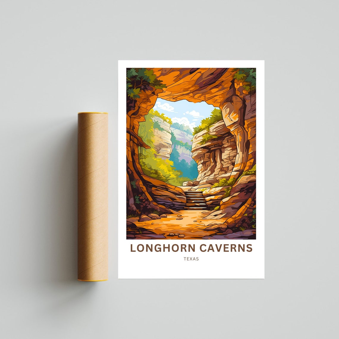 Longhorn Caverns Texas Custom Name Warm Desert Canyon Poster - Image 4
