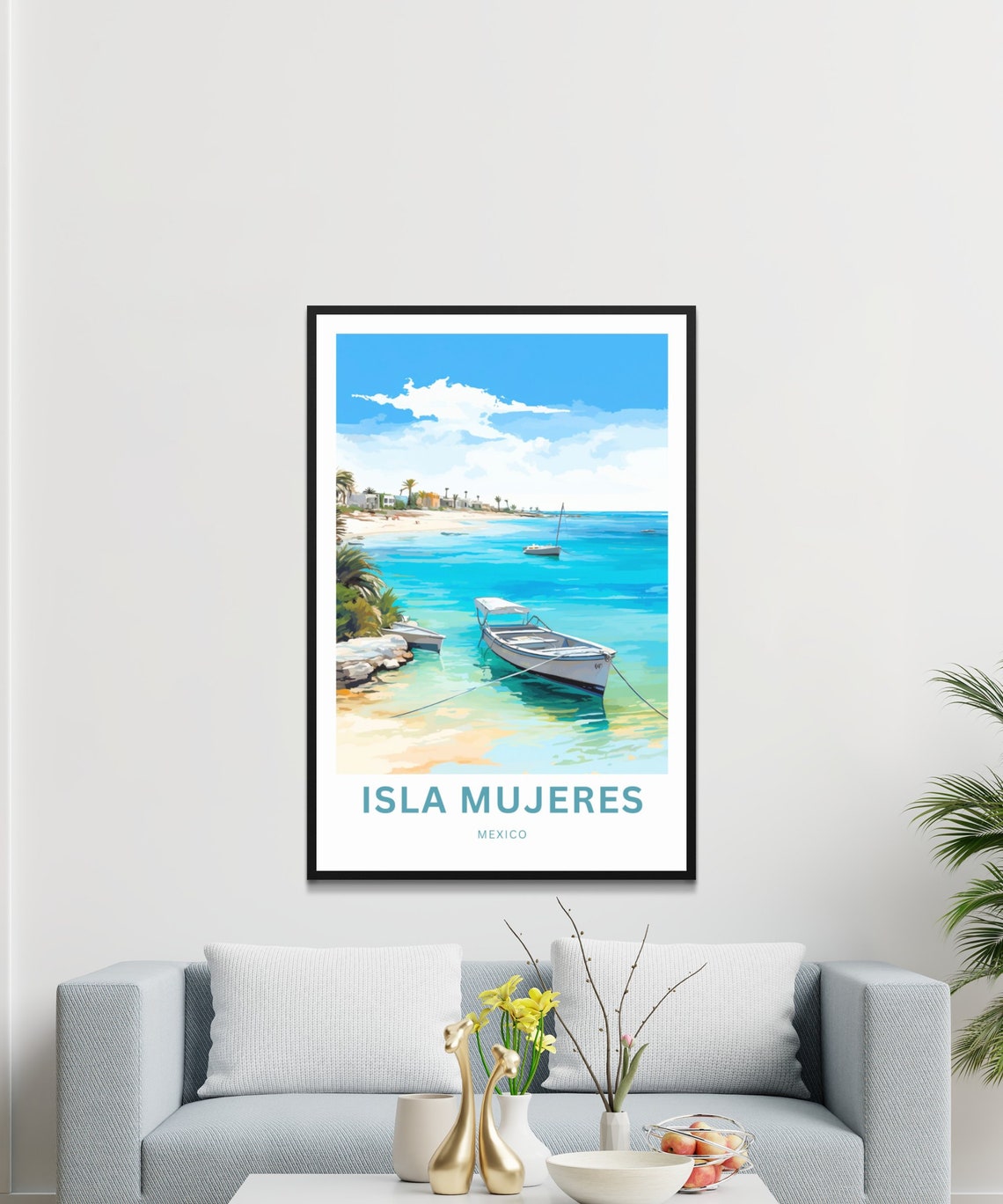 Isla Mujeres Travel Print Isla Mujeres Poster Mexico Wall Art Framed Present Gift Mexico Present - Image 3