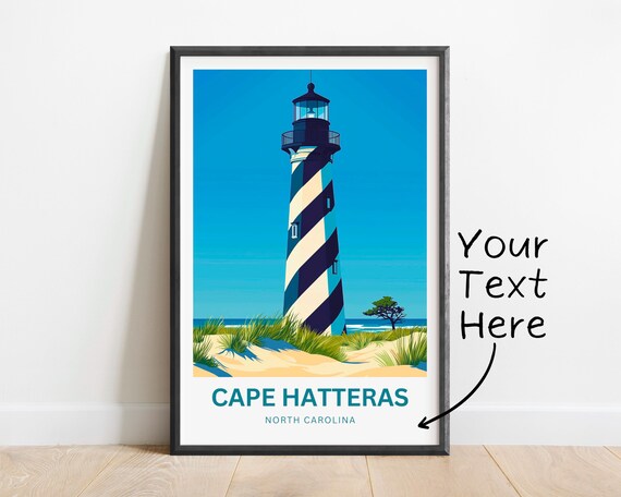 Cape Hatteras Lighthouse North Carolina Outer Banks Travel Art Poster