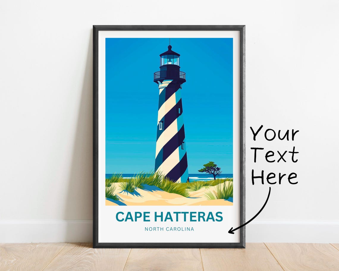 Cape Hatteras Lighthouse North Carolina Outer Banks Travel Art Poster