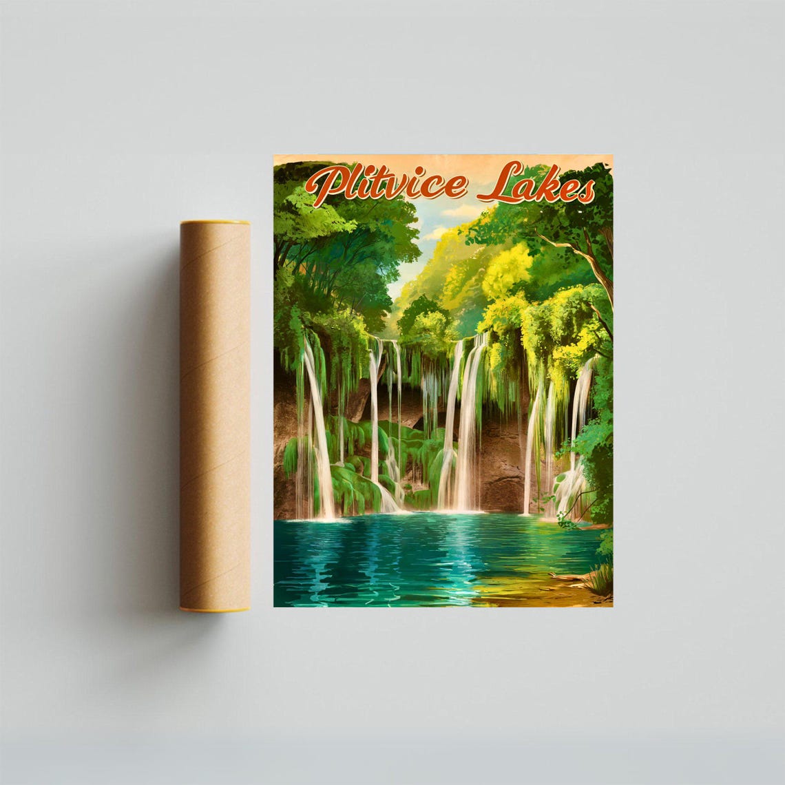 Plitvice Lakes Croatia Waterfalls Emerald Forest Vintage Travel Poster - Image 4