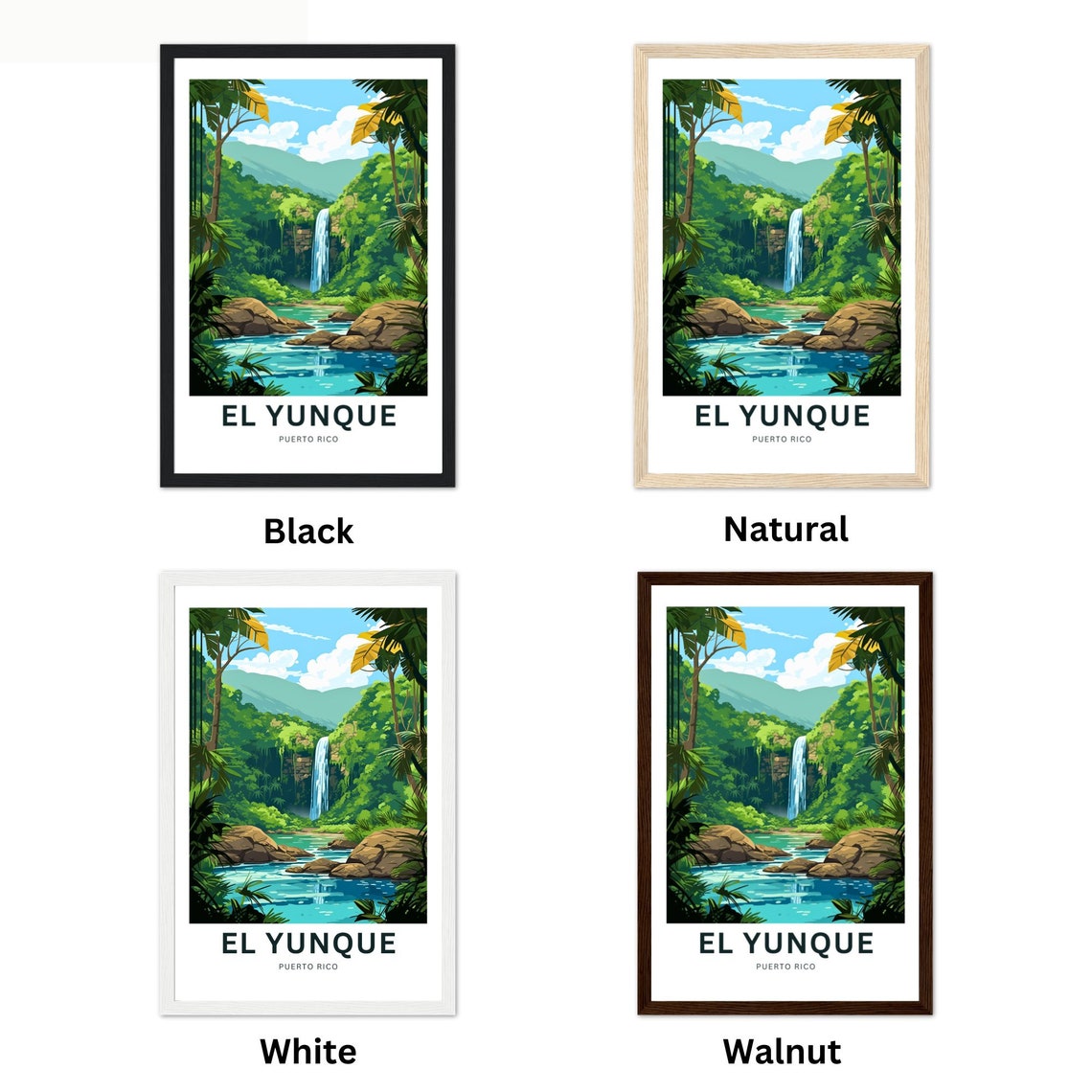 El Yunque Puerto Rico Waterfall Lagoon Vintage Poster Art Decor - Image 2
