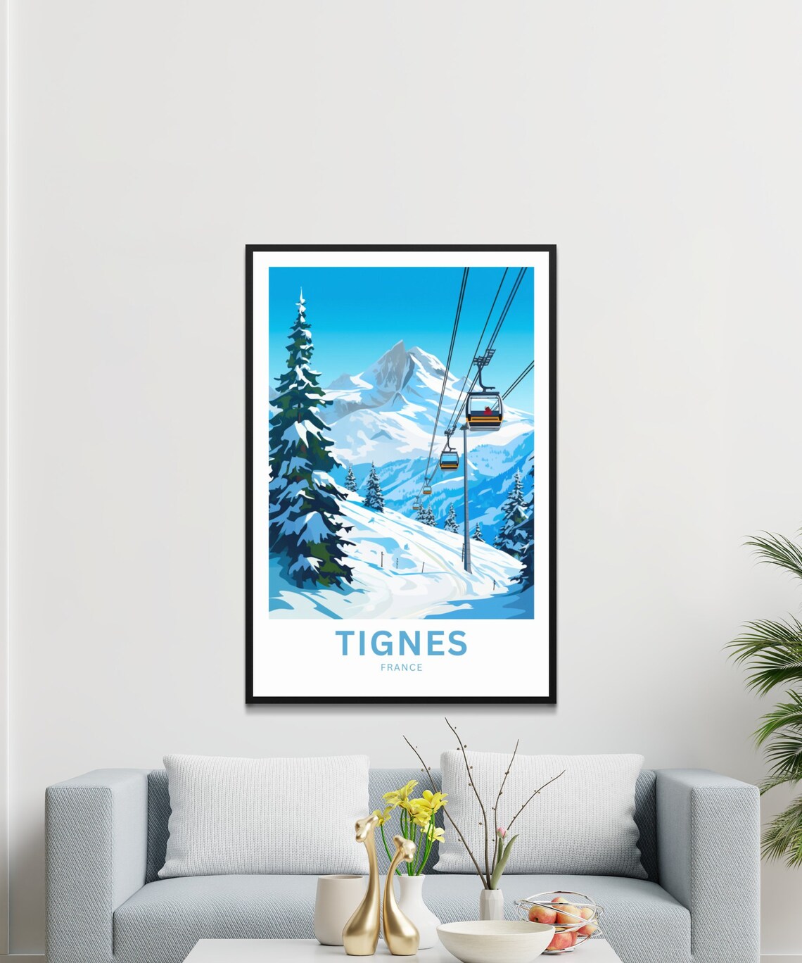 Tignes France Personalized Ski Gondola Snowy Alps Travel Poster - Image 3