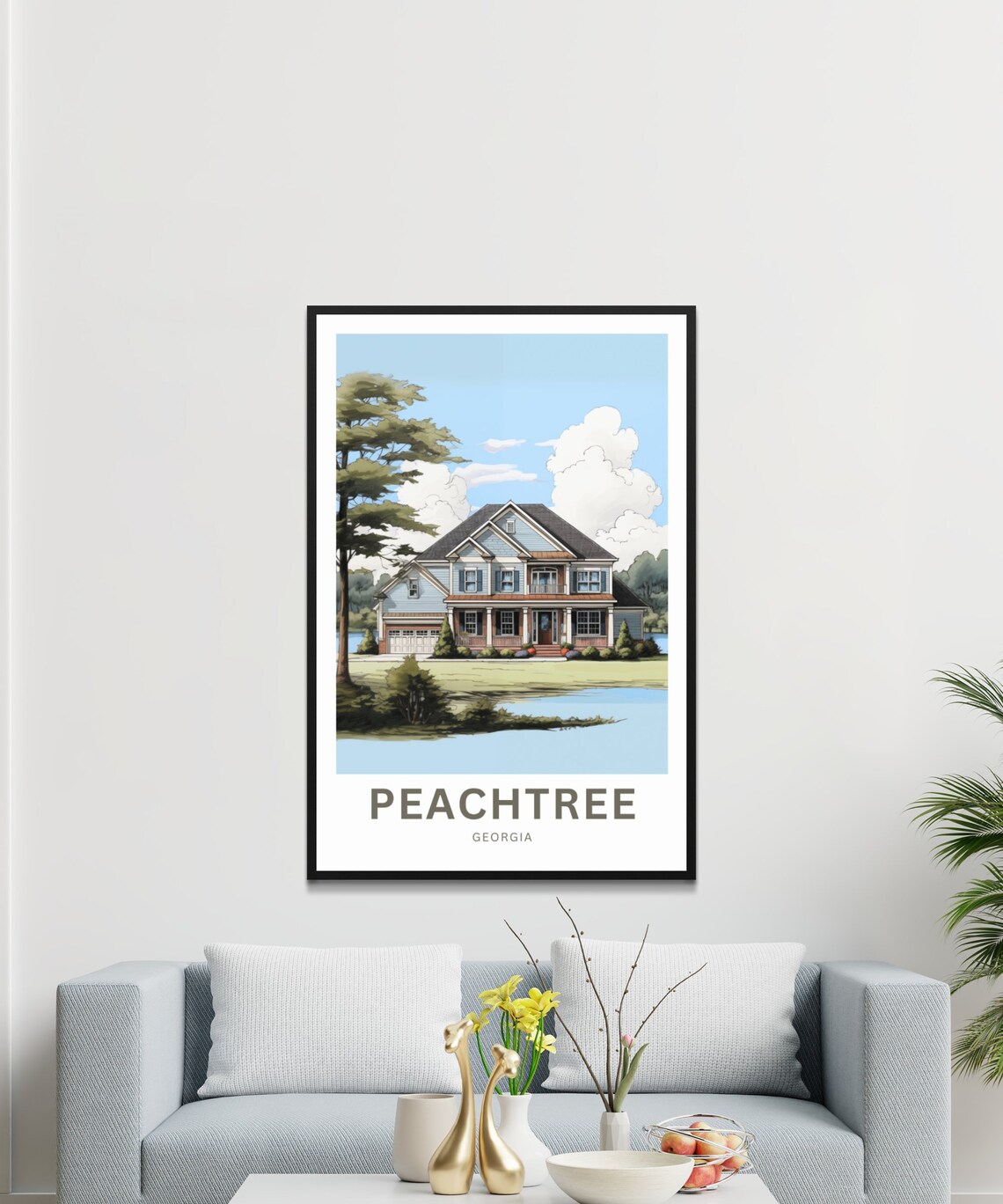 Personalized Peachtree Georgia Lake House Vintage Travel Poster Gift - Image 3