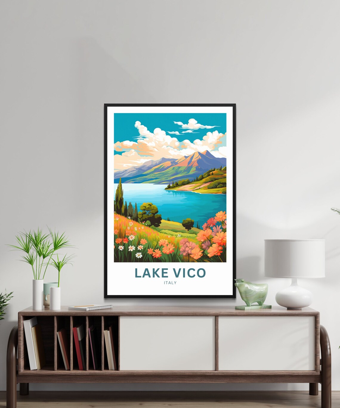 Lake Vico Italy Mountain Lake Wildflower Meadow Scenic Travel Poster - Image 3