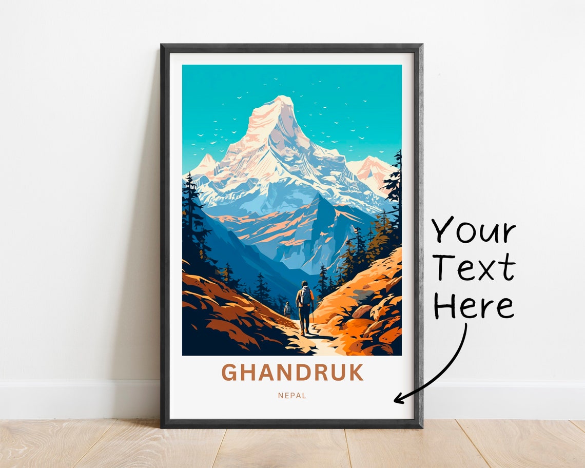 Personalized Ghandruk Nepal Himalayan Trekking Snow Peak Poster