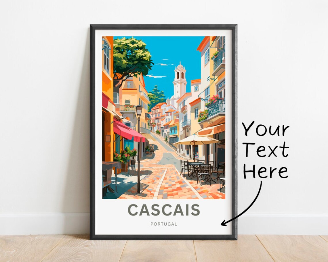 Personalized Cascais Portugal Old Town Street Cafe Travel Poster