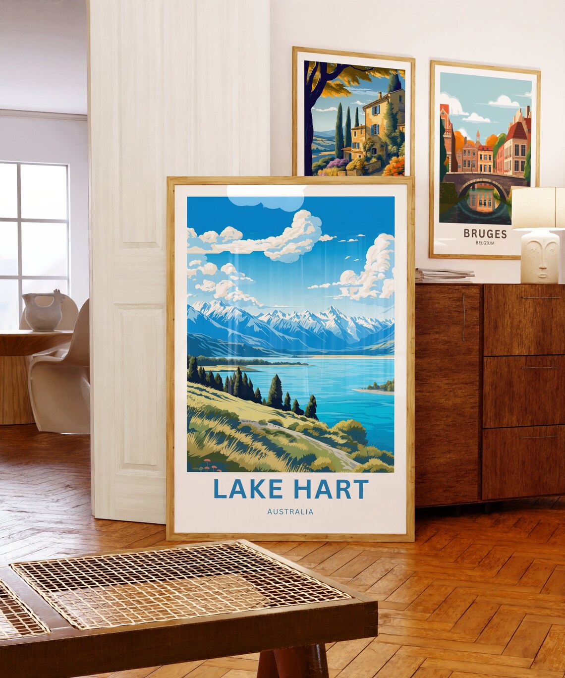 Lake Hart Australia Blue Mountain Lake Vintage Travel Poster Peaks - Image 5