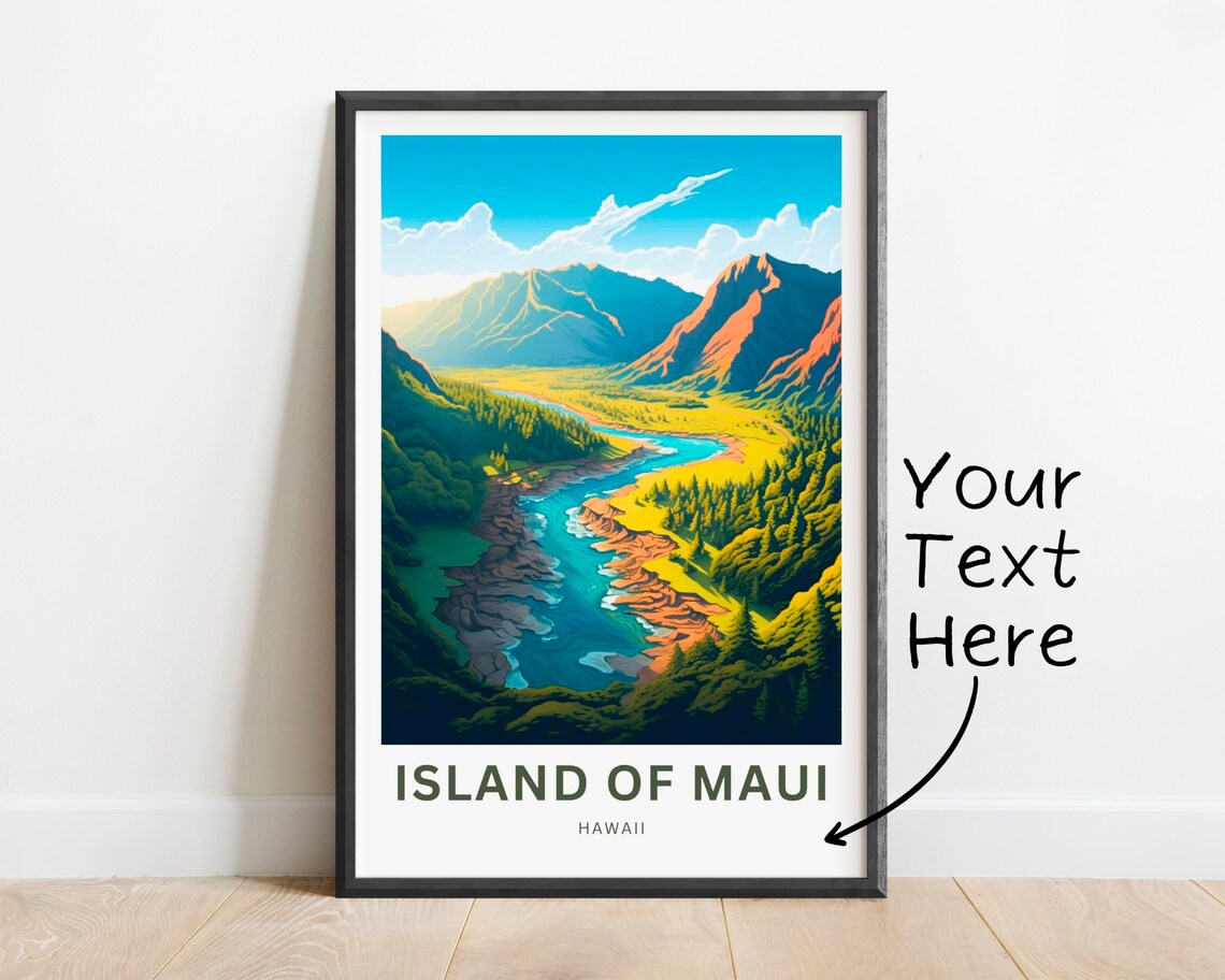 Personalized Island of Maui Hawaii Lush Valley Travel Poster