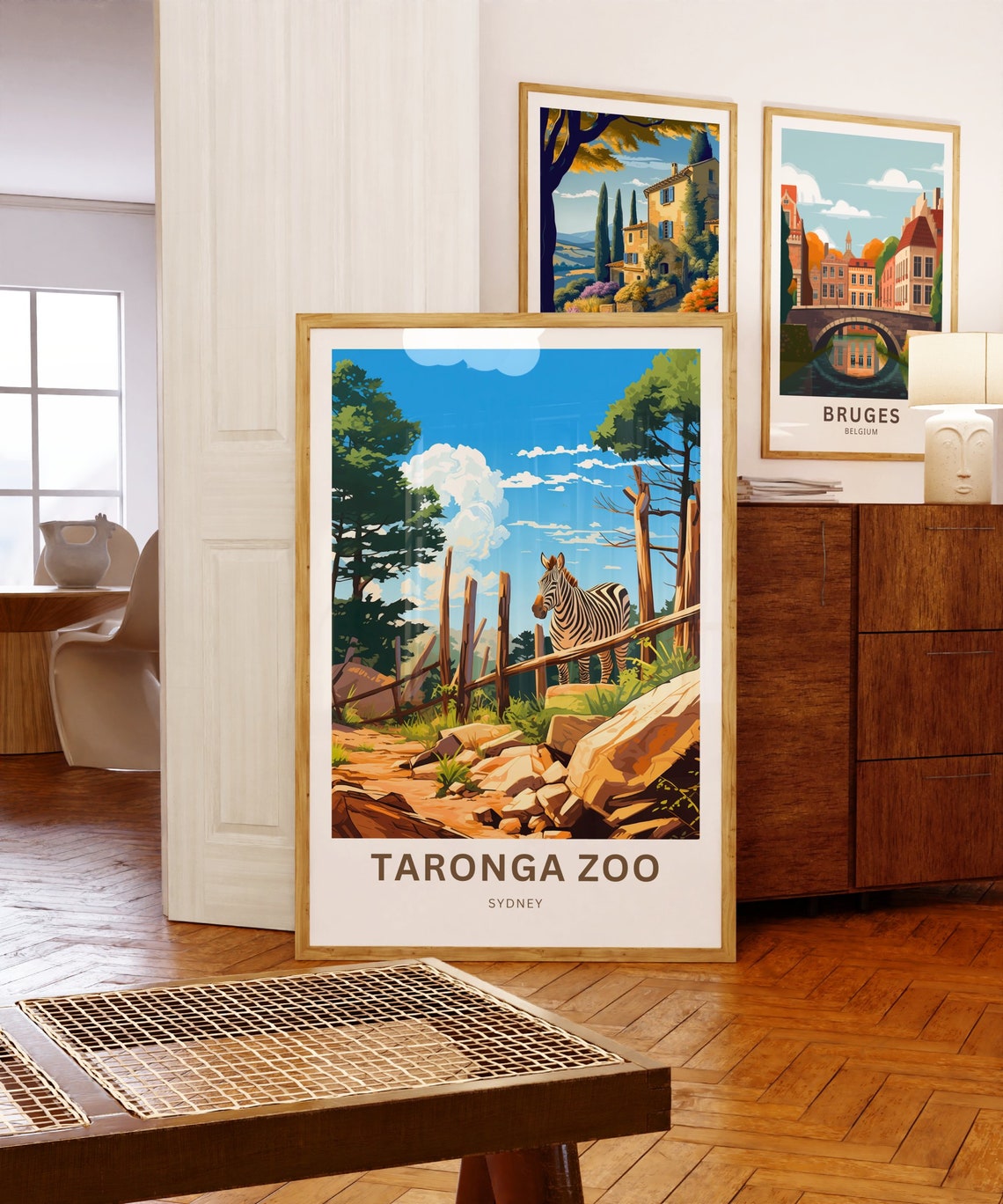 Taronga Zoo Sydney Zebra Among Rocks Illustration Travel Poster - Image 5