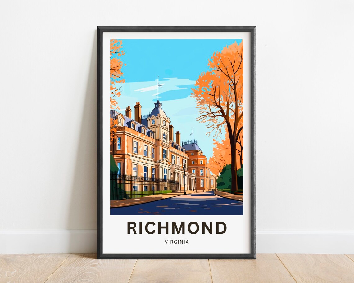 Richmond Virginia Historic Brick Mansion Autumn Travel Poster