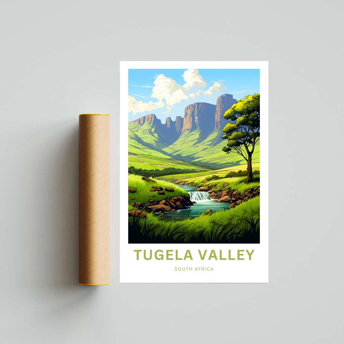 Tugela Valley South Africa Waterfall River Mountain Travel Poster - Image 4