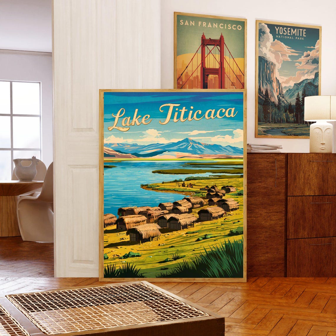 Lake Titicaca Floating Reed Village Shore Vintage Travel Poster - Image 5