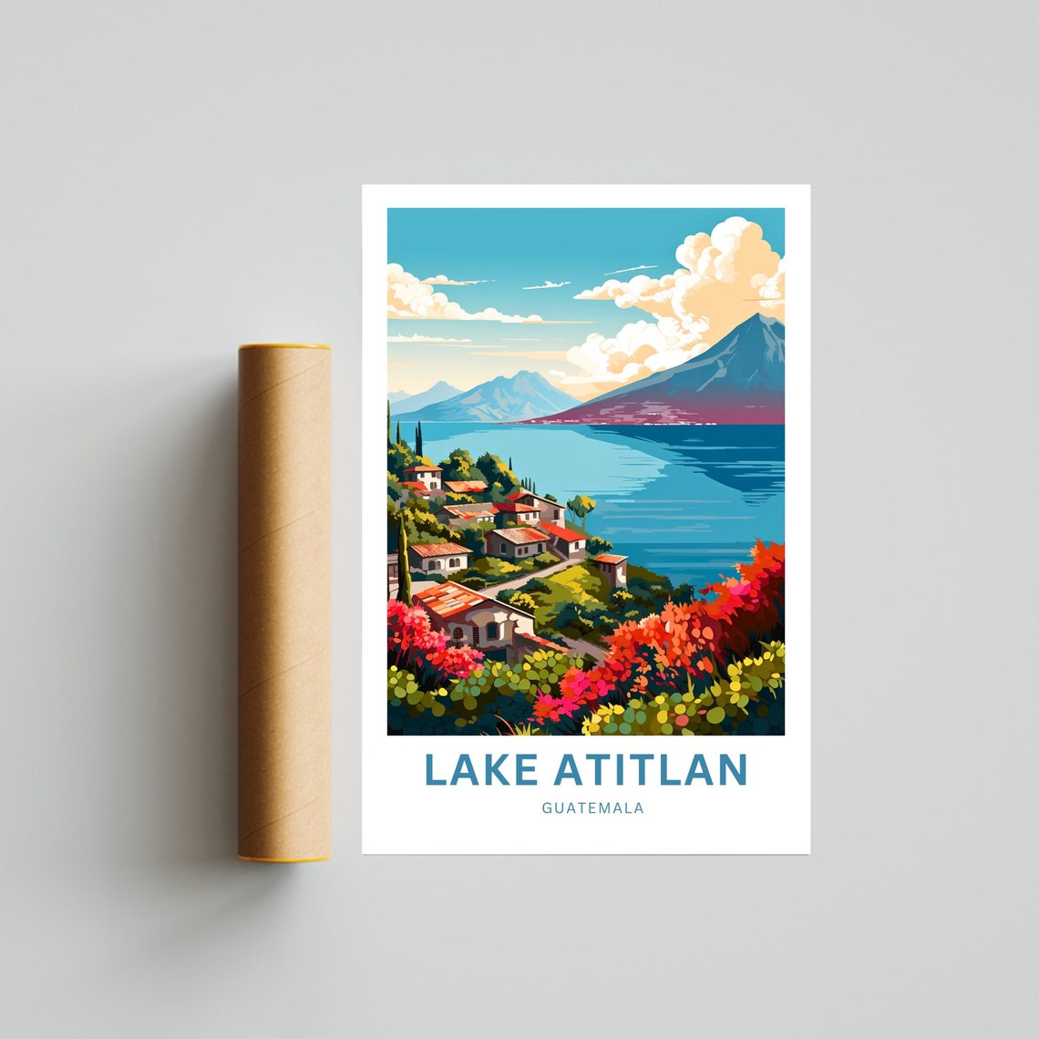 Personalized Lake Atitln Travel Print Lake Atitln Poster Guatemala Wall Art Framed Present Gift Mexico Present - Image 4