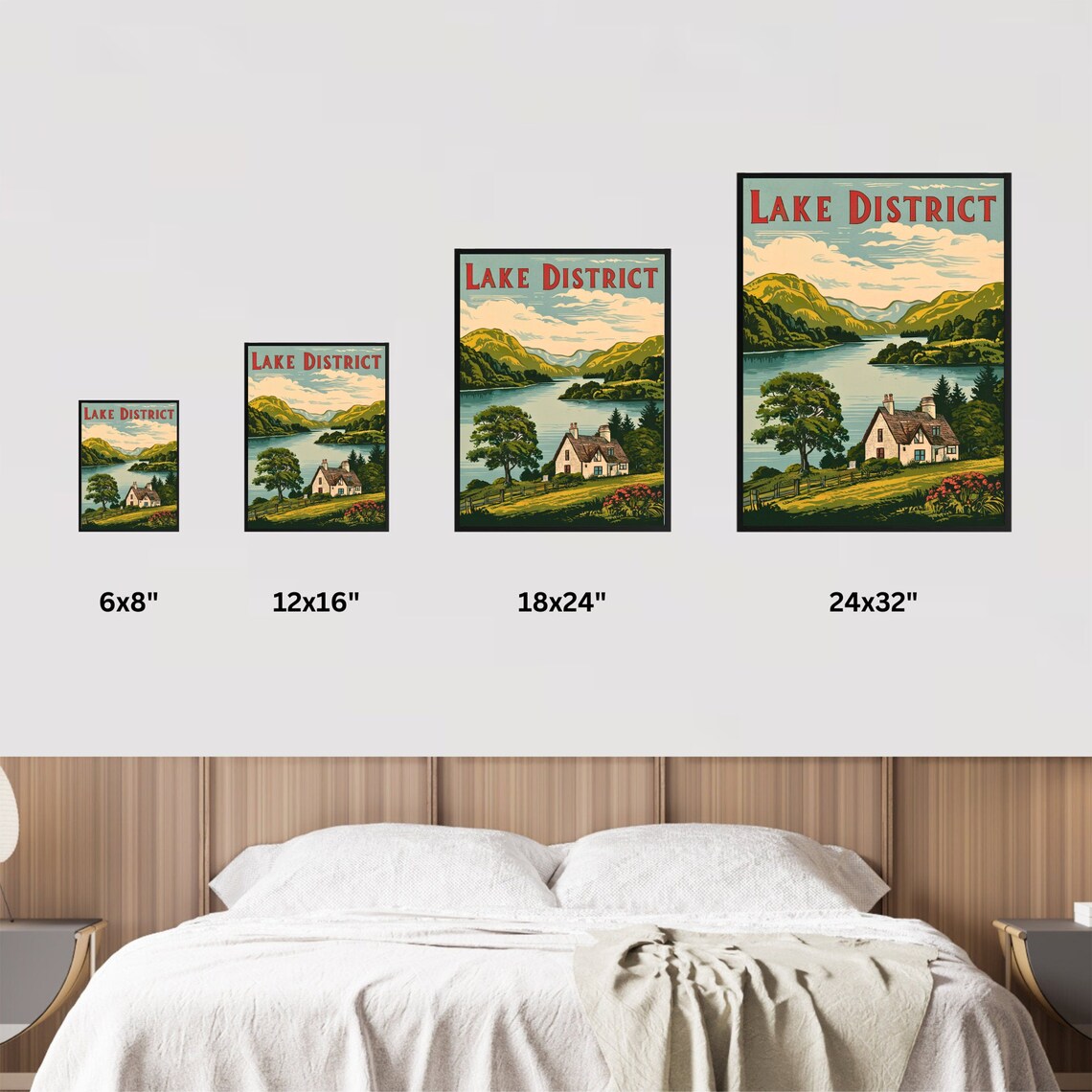 Lake District Vintage Poster Lakeside Cottage Among Green Fells - Image 3