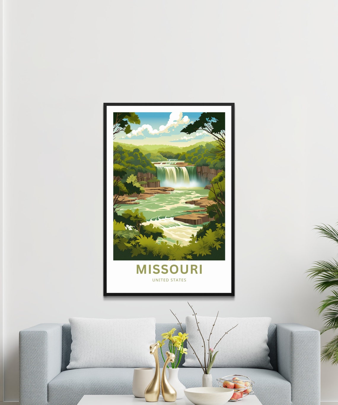 Missouri Personalized Forest Waterfall Cascade United States Poster - Image 3