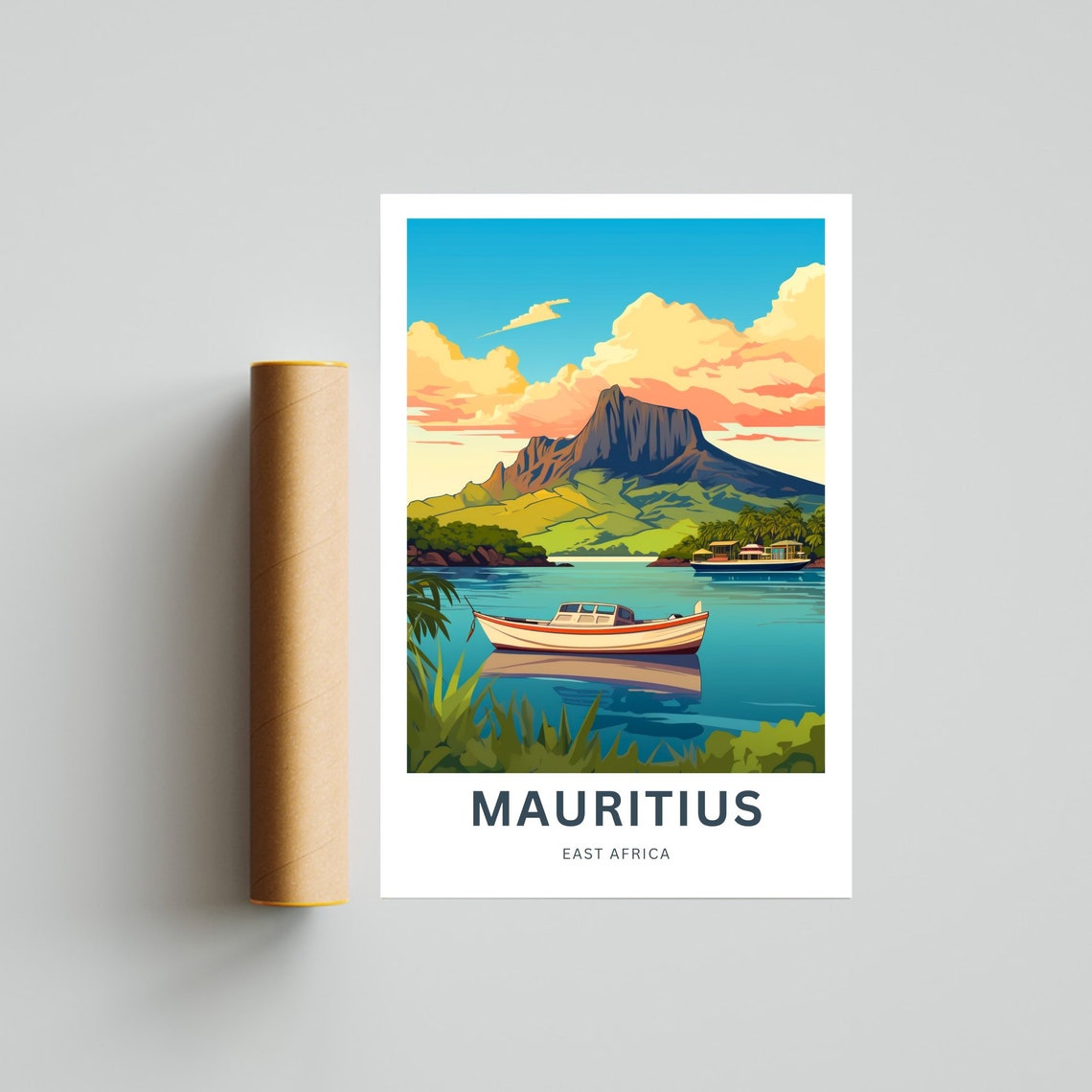 Mauritius East Africa Personalized Lagoon Boat Travel Poster - Image 4