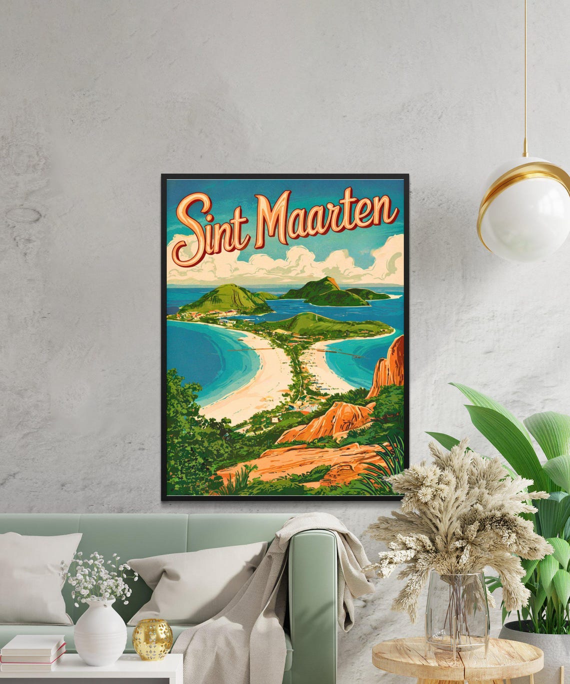 Sint Maarten Vintage Travel Poster Sint Maarten Print Caribbean Wall Art Framed Present Gift Caribbean Present - Image 4