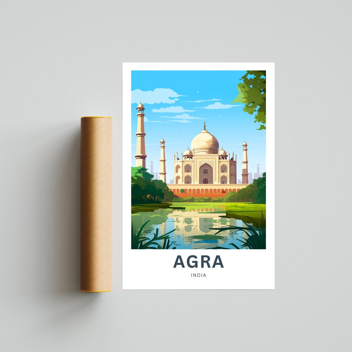 Taj Mahal Agra India Personalized Custom Text Vintage Travel Poster - Image 4
