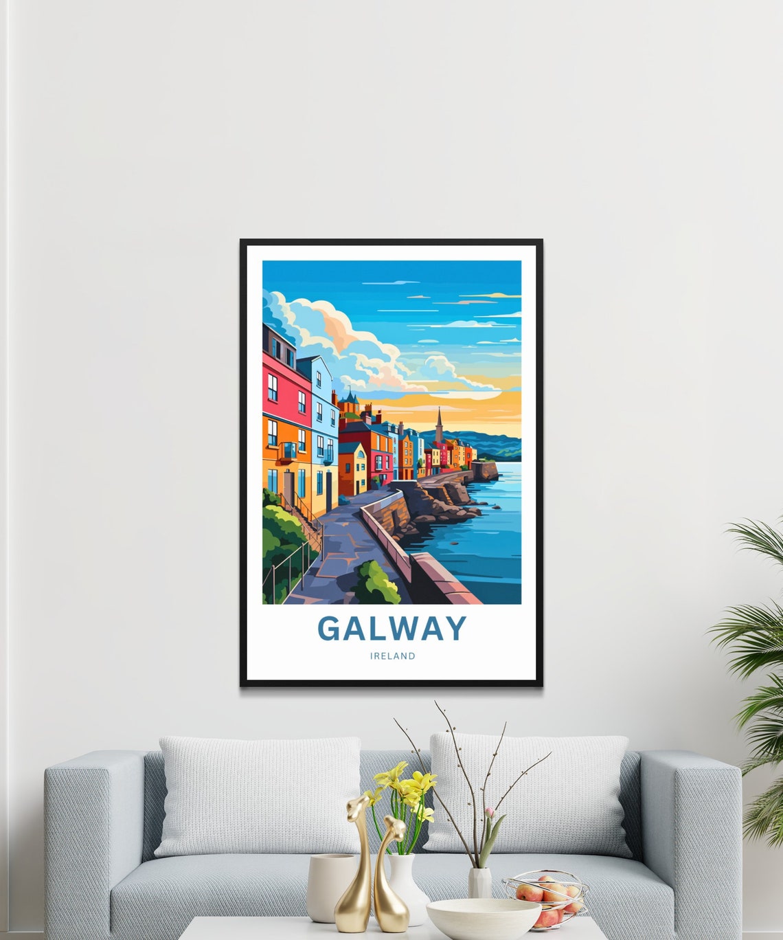 Galway Ireland Colorful Seafront Houses Glowing at Sunset Poster - Image 3