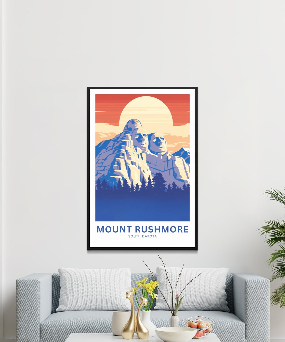 Mount Rushmore South Dakota Sunset Skyline Travel Art Poster - Image 3