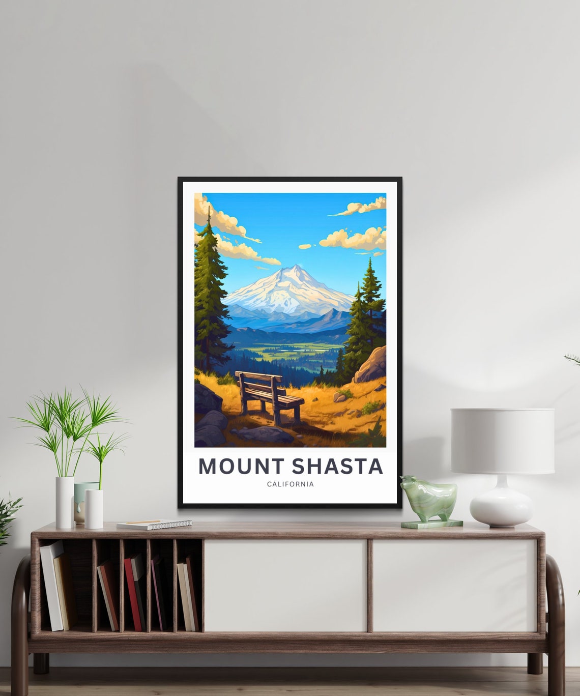 Personalized Mount Shasta California Overlook Bench Custom Poster - Image 2