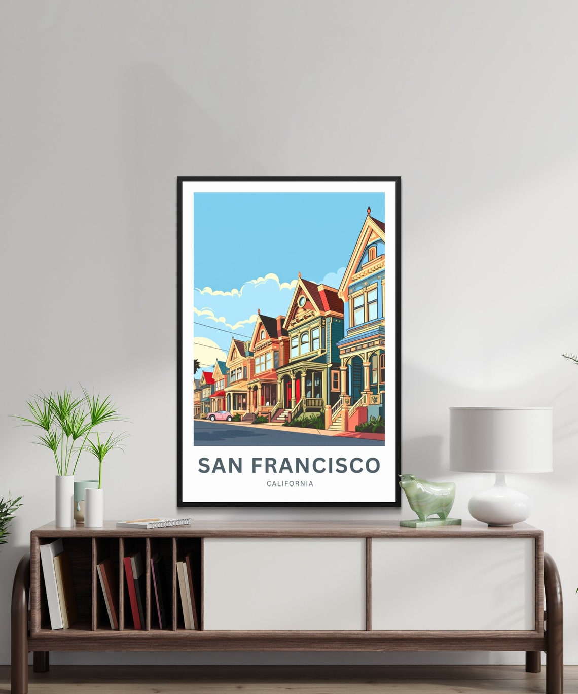 Personalized San Francisco Victorian Row Custom Vintage Travel Poster - Image 2