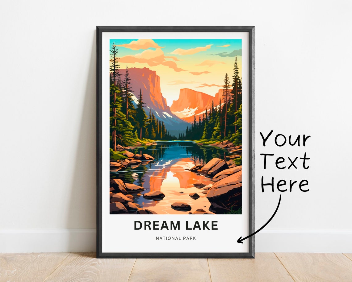 Personalized Dream Lake National Park Teal Water Pines Travel Poster