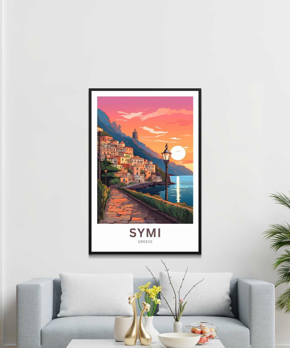 Symi Greece Sunset Promenade Harbor Path Greek Island Travel Poster - Image 3