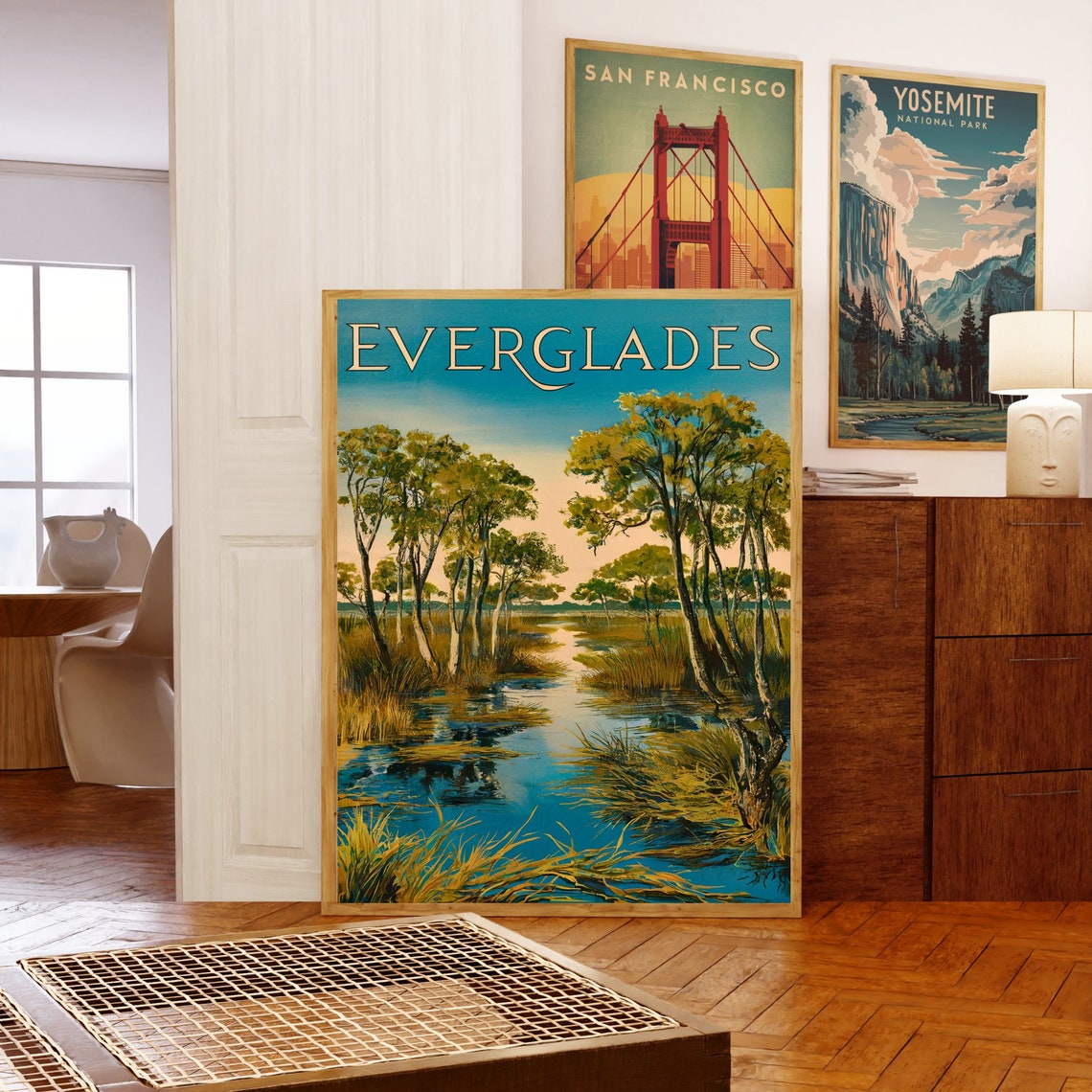Everglades Vintage Cypress Swamp Golden Twilight Trees Poster - Image 5
