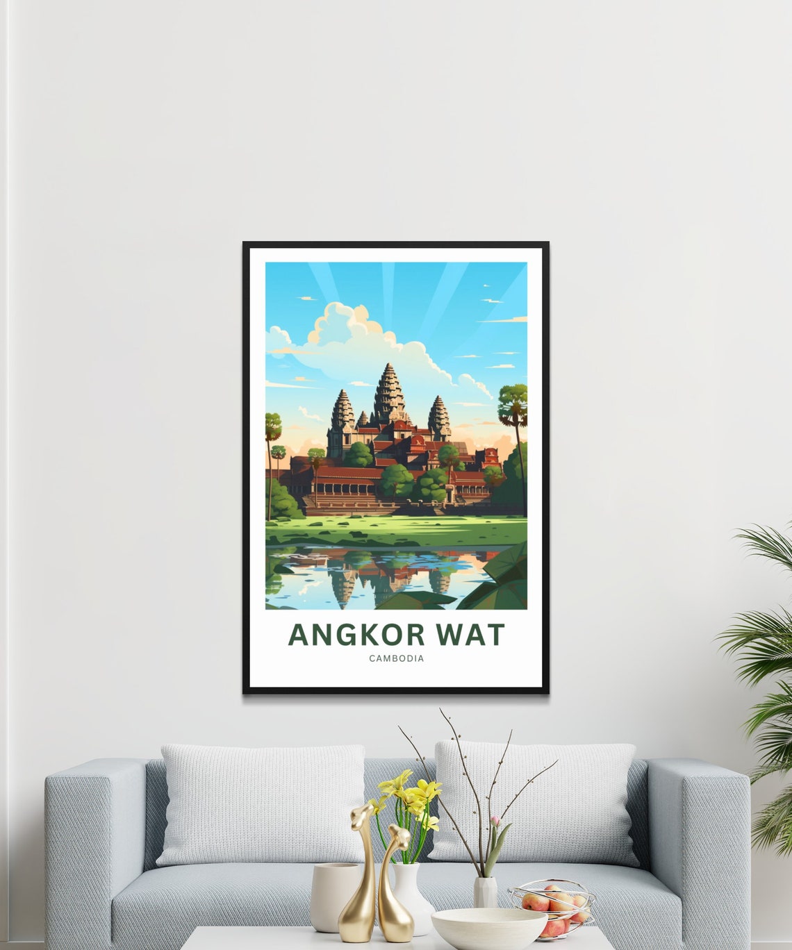 Angkor Wat Cambodia Travel Poster Temple Reflection Pool Artwork - Image 3