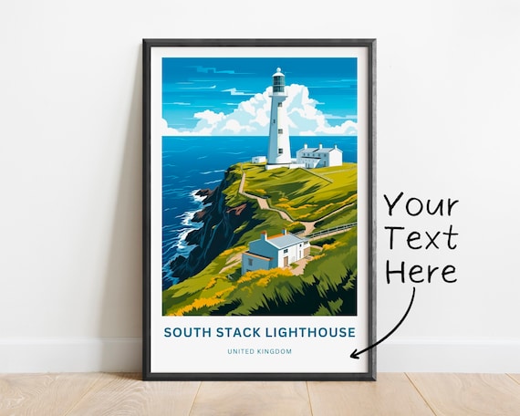 South Stack Lighthouse Wales Dramatic Coastal Travel Art Poster