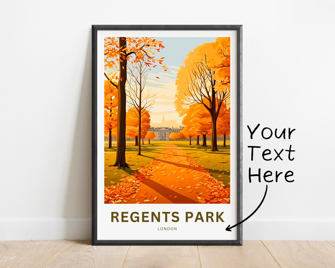 Personalized Regents Park London Golden Autumn Travel Poster