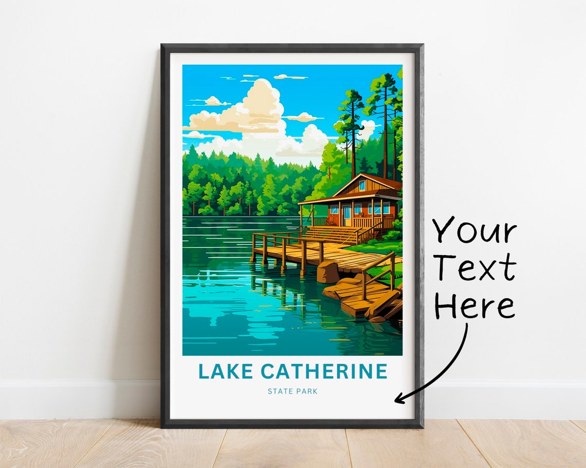 Personalized Lake Catherine State Park Lakeside Cabin Travel Poster