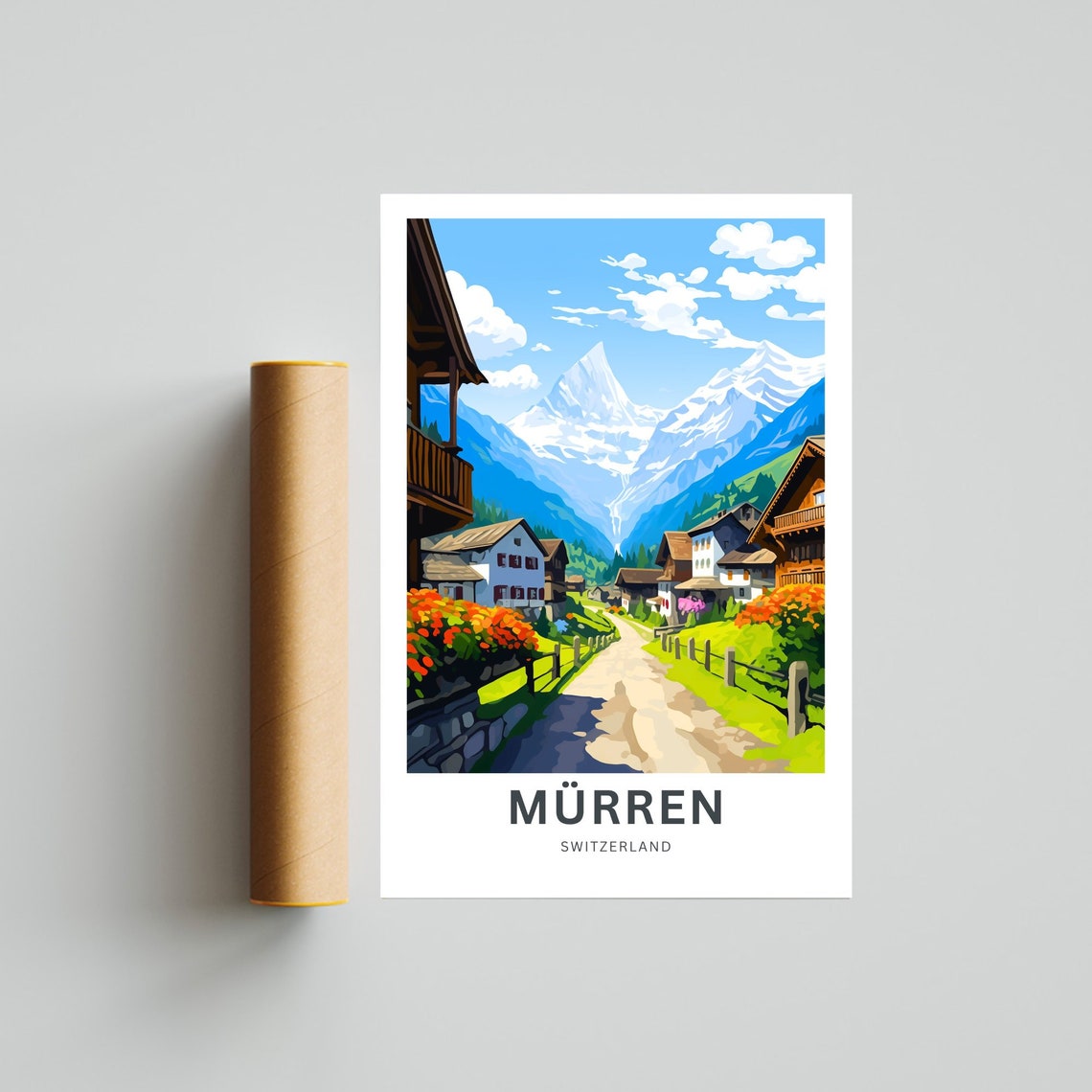 Personalized Murren Switzerland Alpine Village Travel Poster - Image 4