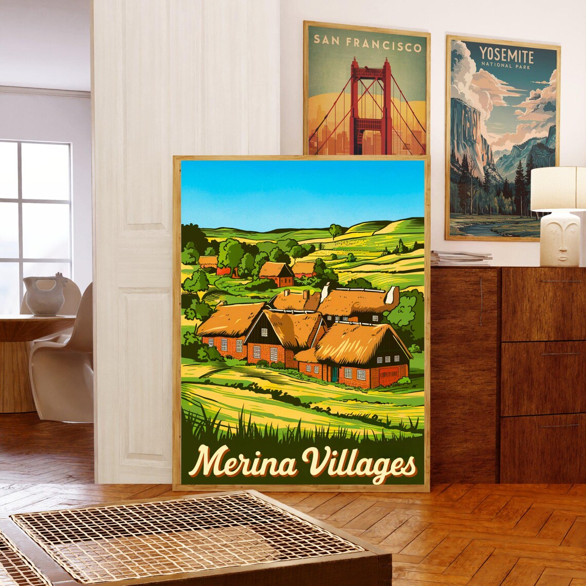 Merina Villages Madagascar Vintage Travel Poster Thatched Homes Hills - Image 5