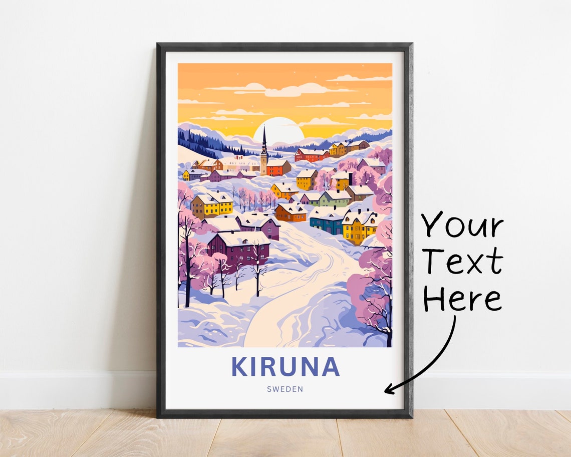 Kiruna Sweden Snowy Town Orange Sunset Sky Personalized Poster
