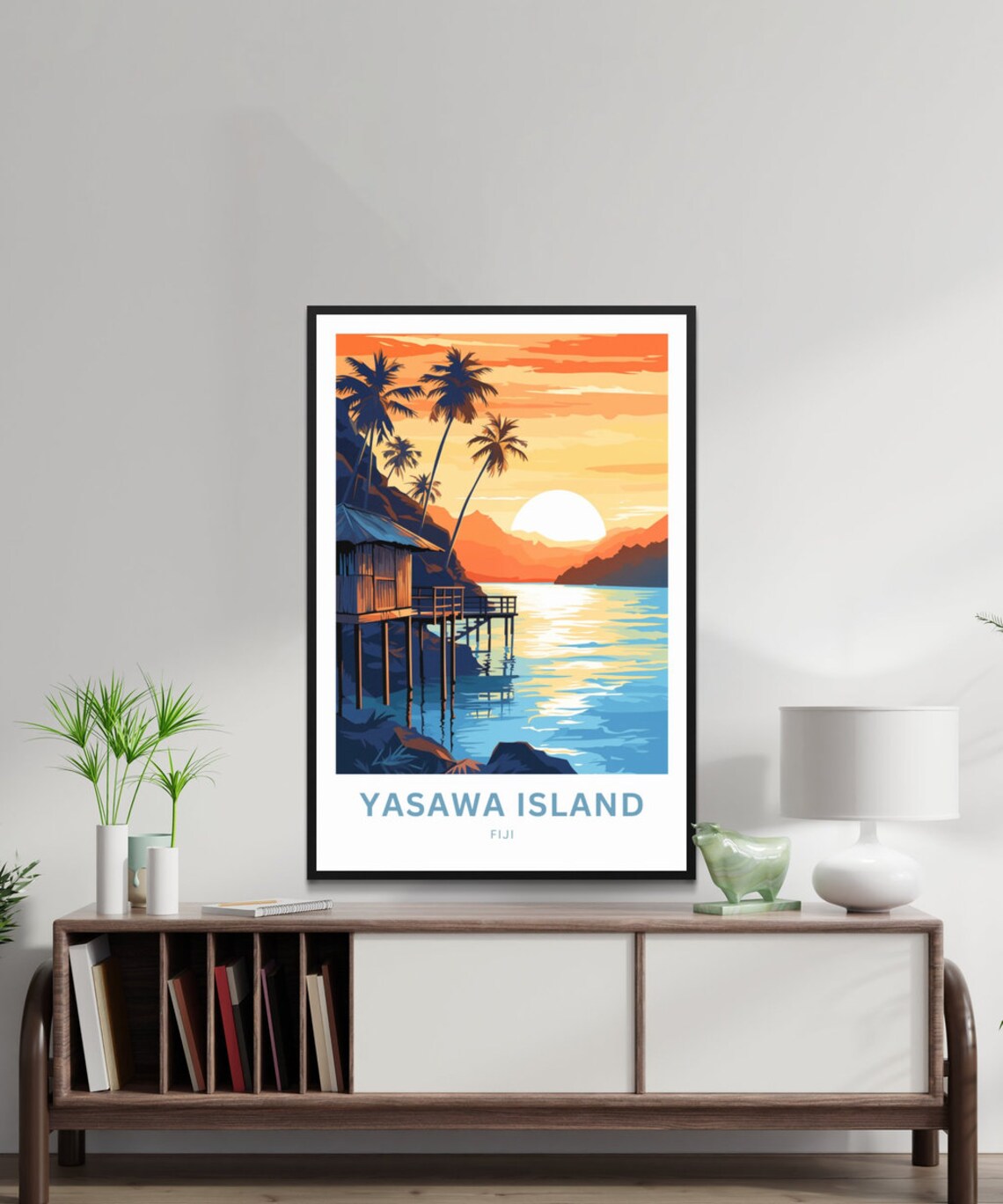 Yasawa Island Fiji Sunset Stilt Hut Ocean Custom Travel Poster - Image 2