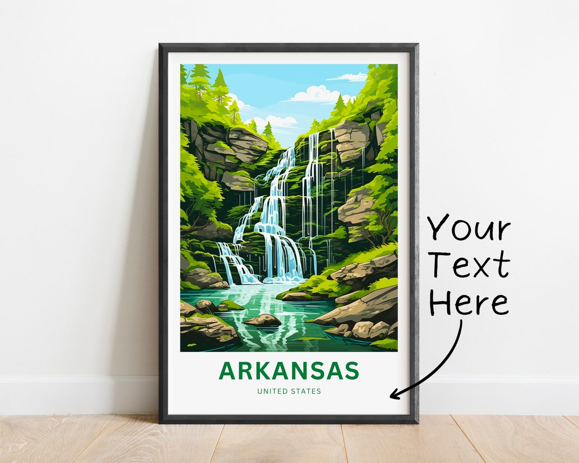 Arkansas Custom Tiered Waterfall Forest Green Nature Travel Poster