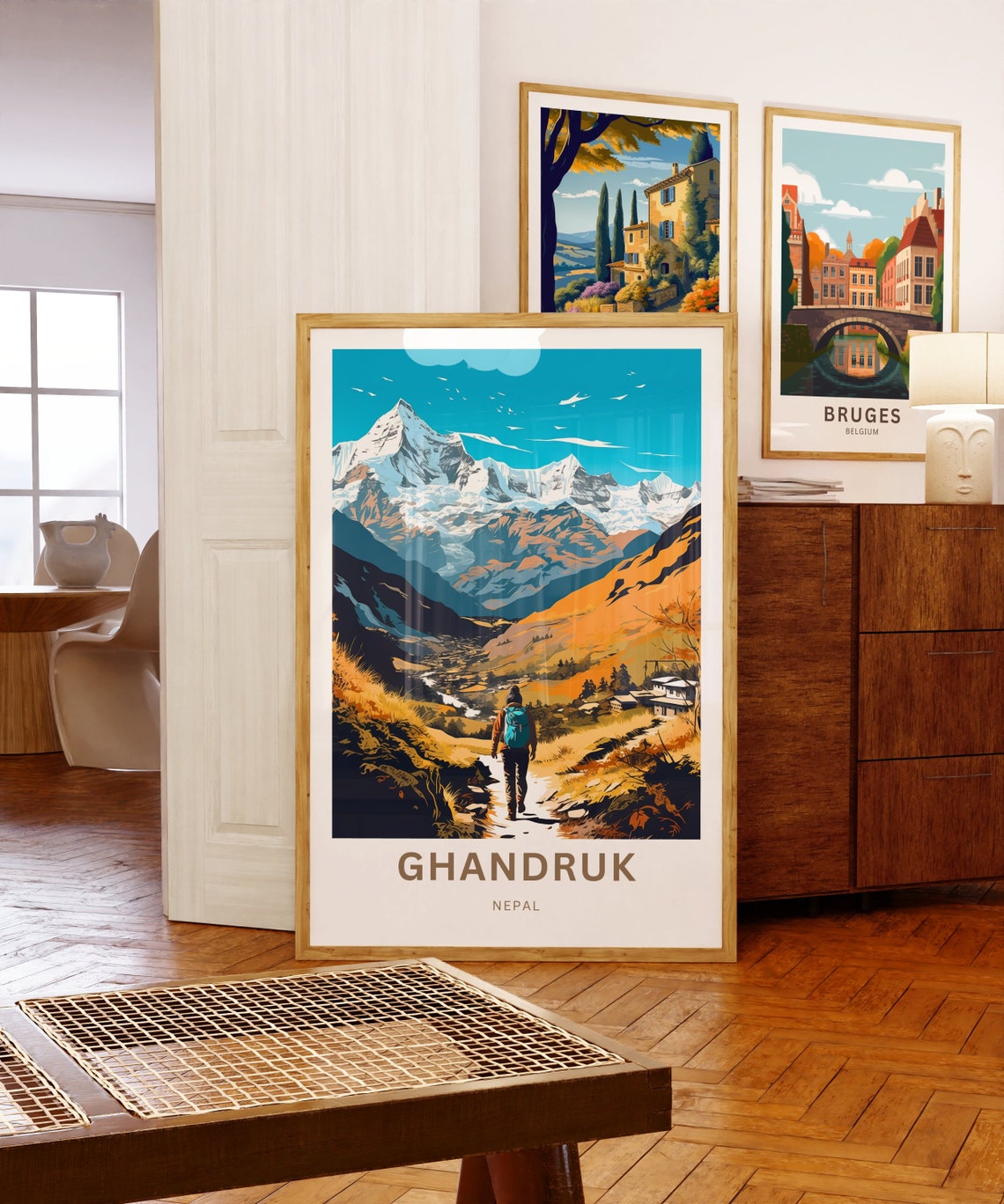 Personalized Ghandruk Nepal Trekker Mountain Valley View Poster - Image 5