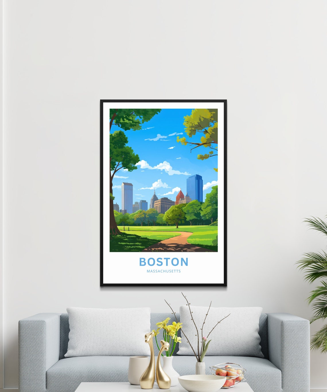 Boston Massachusetts Park Skyline Personalized Travel Poster - Image 3