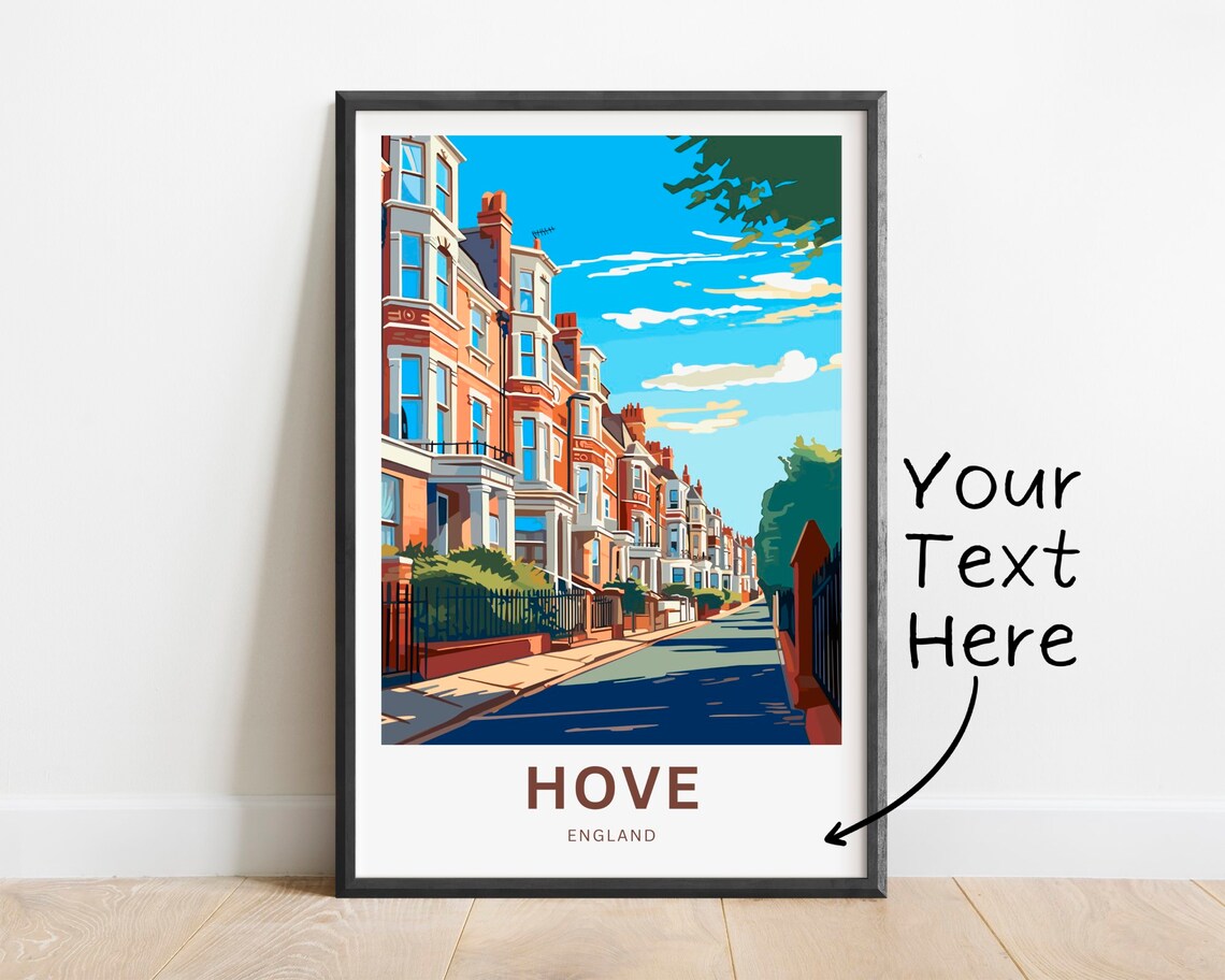 Hove England Personalized Victorian Street Travel Art Poster