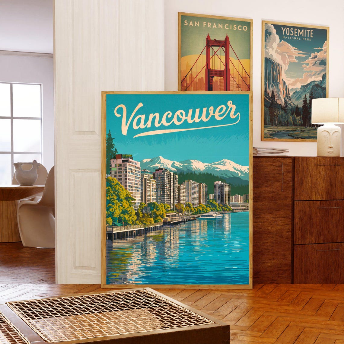 Vancouver Canada Waterfront Skyline Mountain Retro Travel Poster - Image 5
