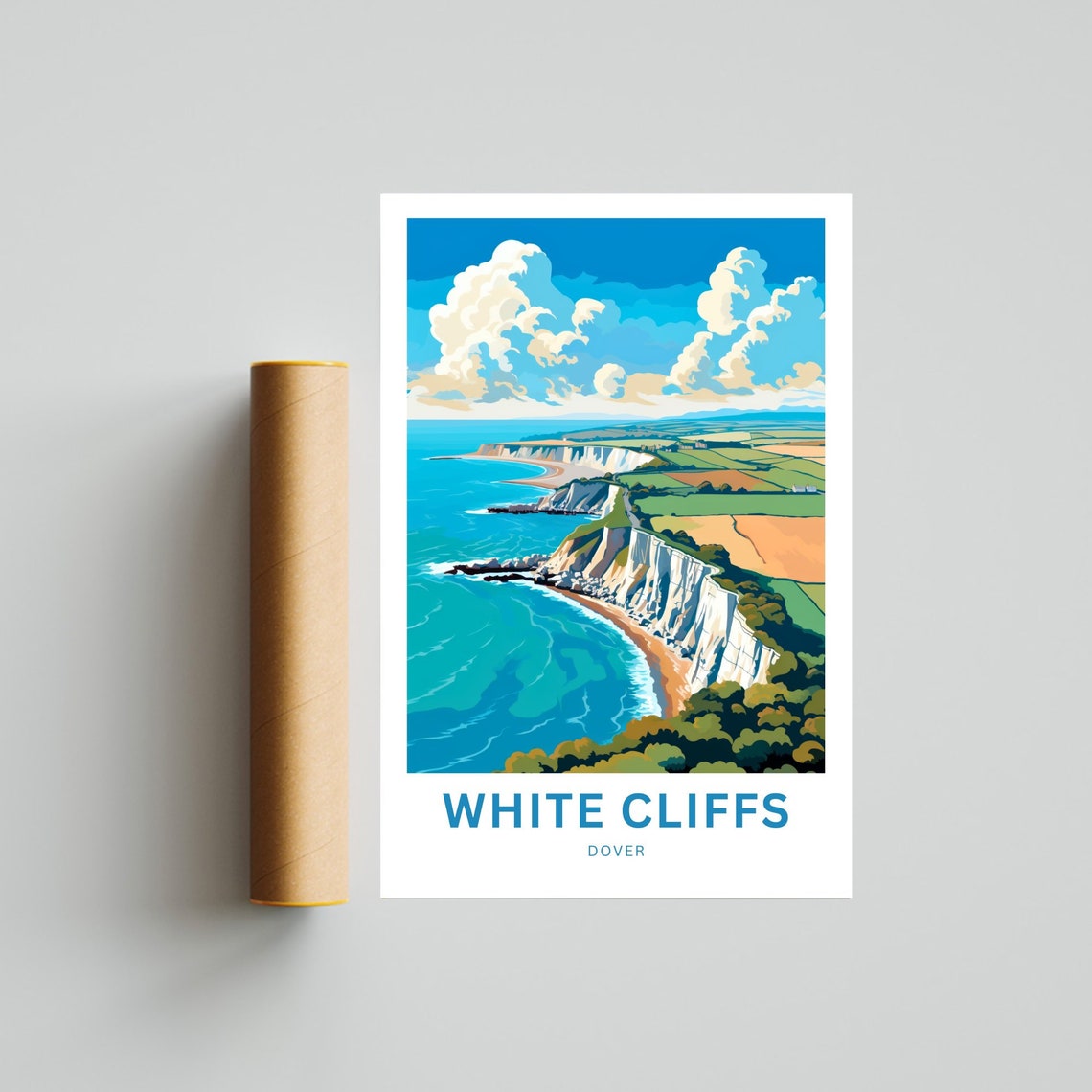Personalized White Cliffs Dover England Custom Text Travel Poster - Image 2